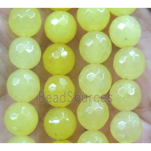 Agate beads, faceted round, yellow