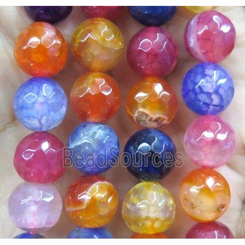 Agate beads, faceted round, mix color