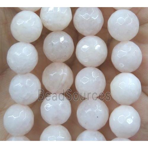 Agate beads, faceted round, lt.pink