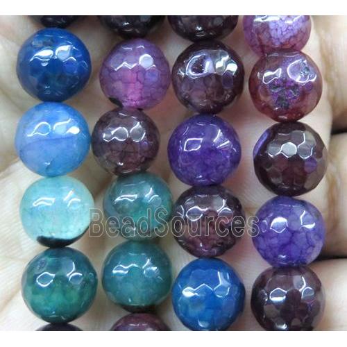 Agate beads, faceted round, mix color