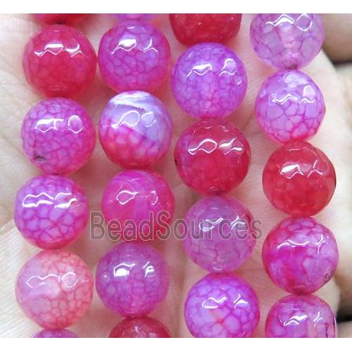 hotpink dragon veins Agate beads, faceted round