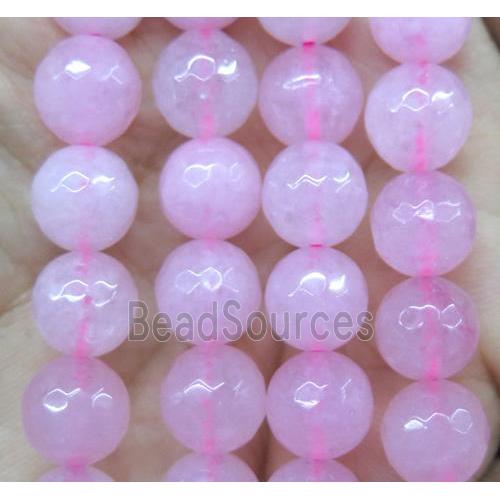 Agate beads, faceted round, pink