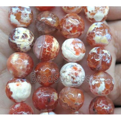 red fired Agate beads, faceted round