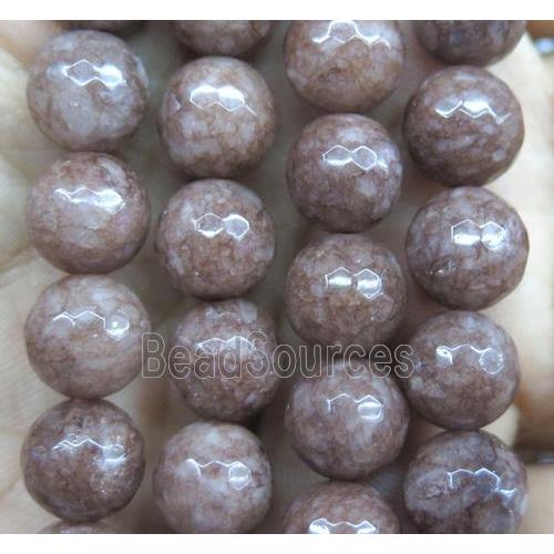 Agate beads, faceted round, coffee