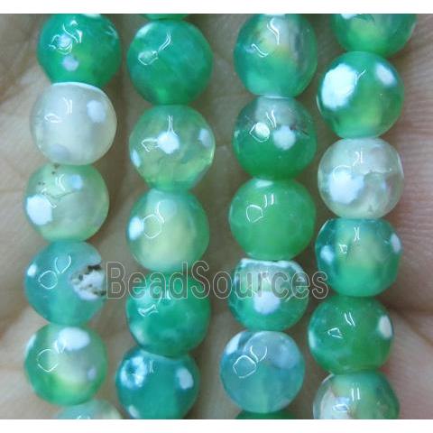 green fire Agate bead, faceted round