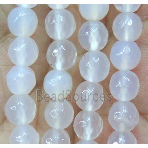 white Agate beads, faceted round