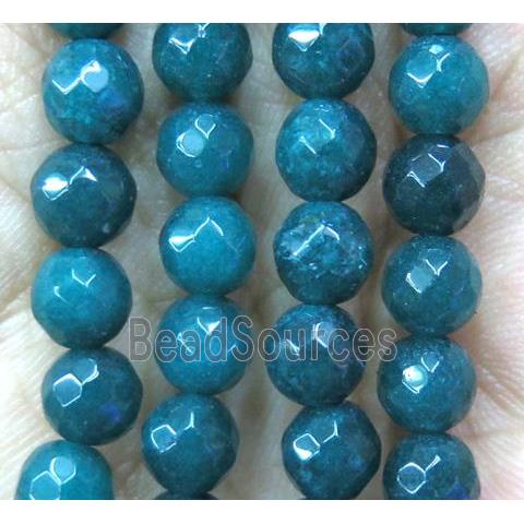 steel green Agate bead, faceted round