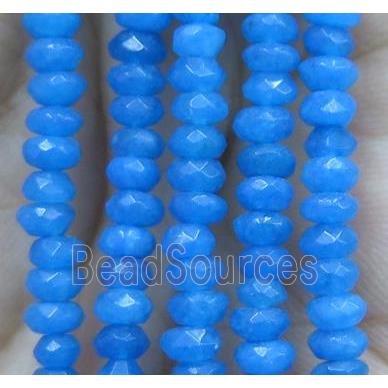 blue jade bead, faceted rondelle