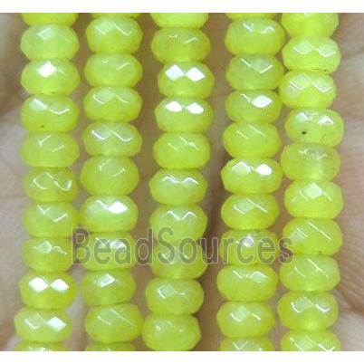 olive jade bead, faceted rondelle