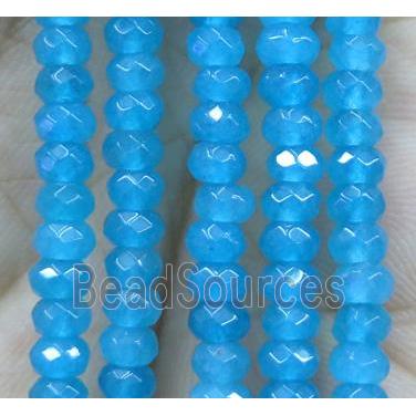 skyblue jade bead, faceted rondelle