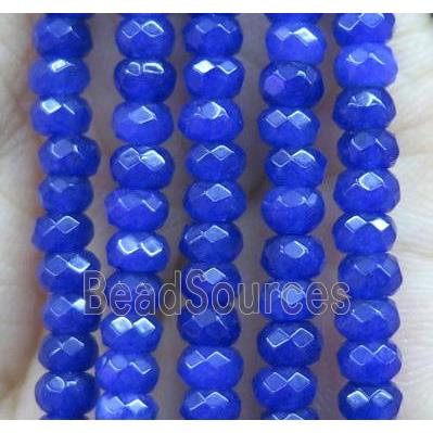 royal blue jade bead, faceted rondelle