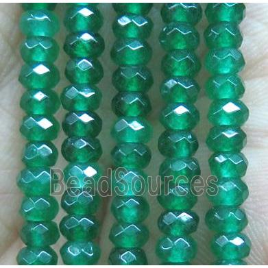 green jade bead, faceted rondelle