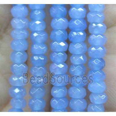 lt.blue jade bead, faceted rondelle