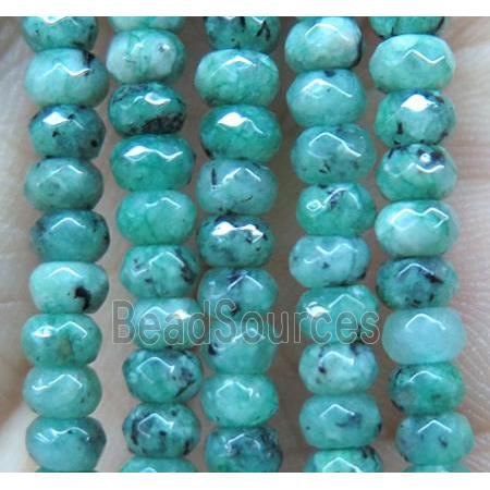 green jade bead, faceted rondelle