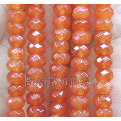 orange jade bead, faceted rondelle