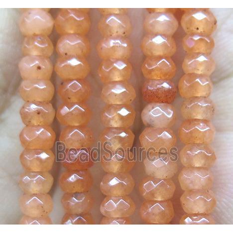 orange jade bead, faceted rondelle