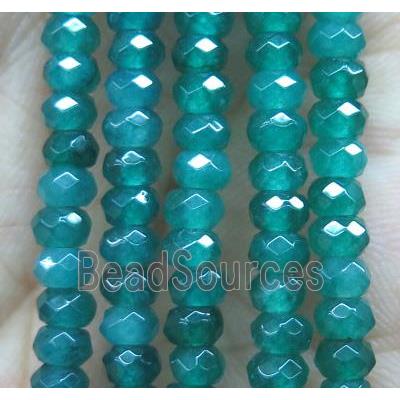 green jade bead, faceted rondelle