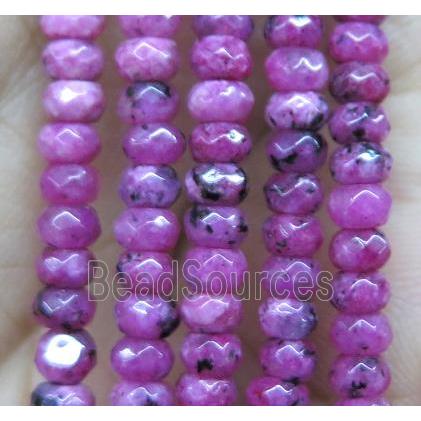 hotpink jade bead, faceted rondelle