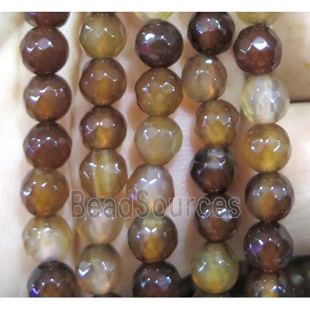 Agate bead, faceted round