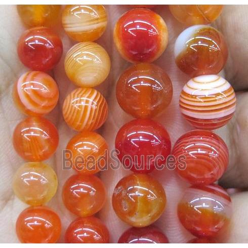 orange striped agate bead, round