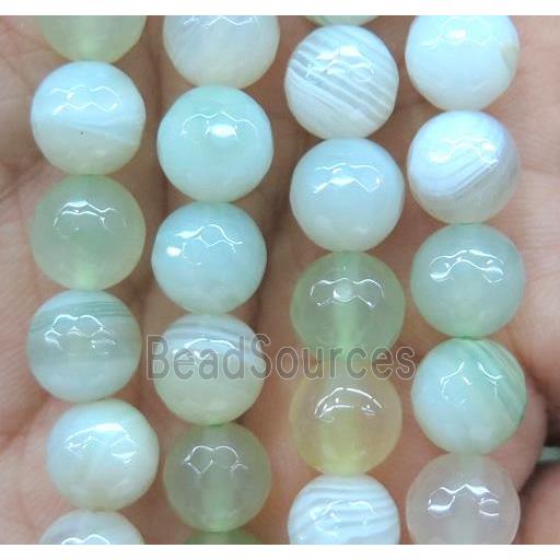 lt.green striped agate bead, faceted round