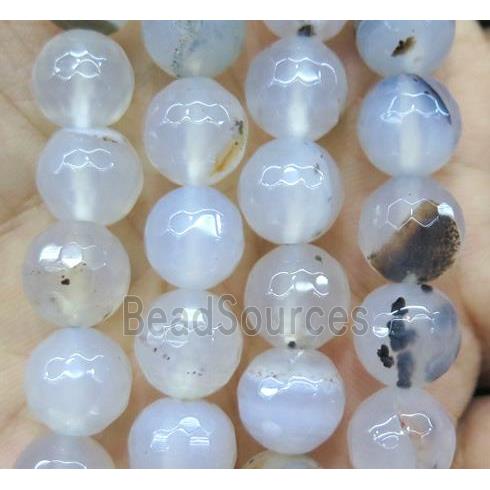 heihua Agate bead, faceted round, gray