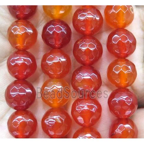 ruby agate beads, faceted round