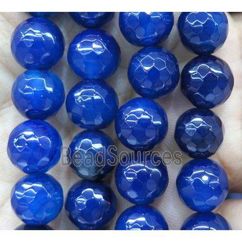 deep blue agate bead, faceted round