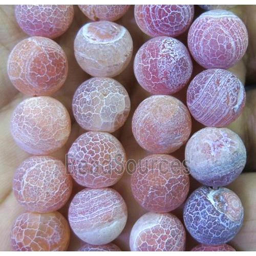 orange frosted Crackle Agate beads, round