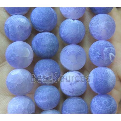 purple frosted Crackle Agate Stone bead, round