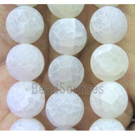 white frosted Crackle Agate Beads, round