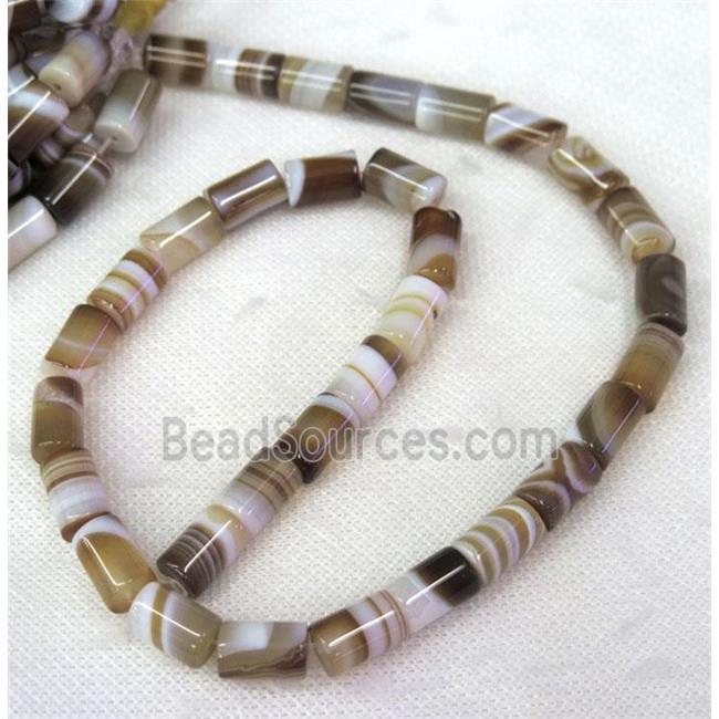 coffee stripe Agate beads, tube