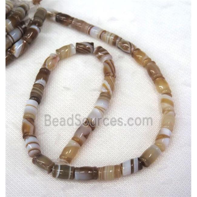 coffee stripe Agate beads, bamboo