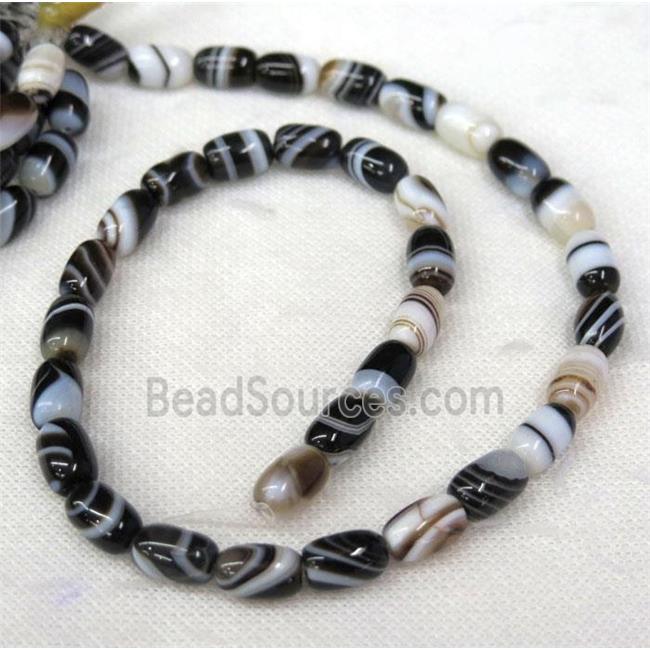 black stripe Agate barrel beads