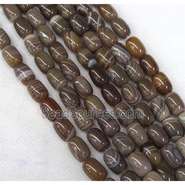 coffee stripe Agate barrel beads