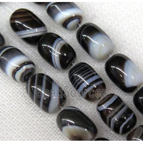 black stripe Agate barrel beads