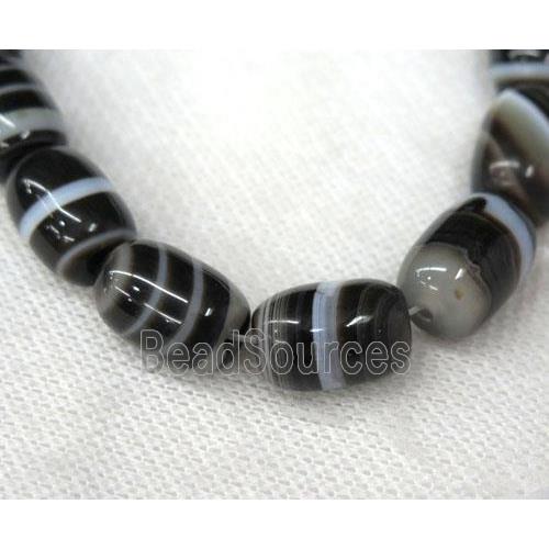 black stripe Agate barrel beads