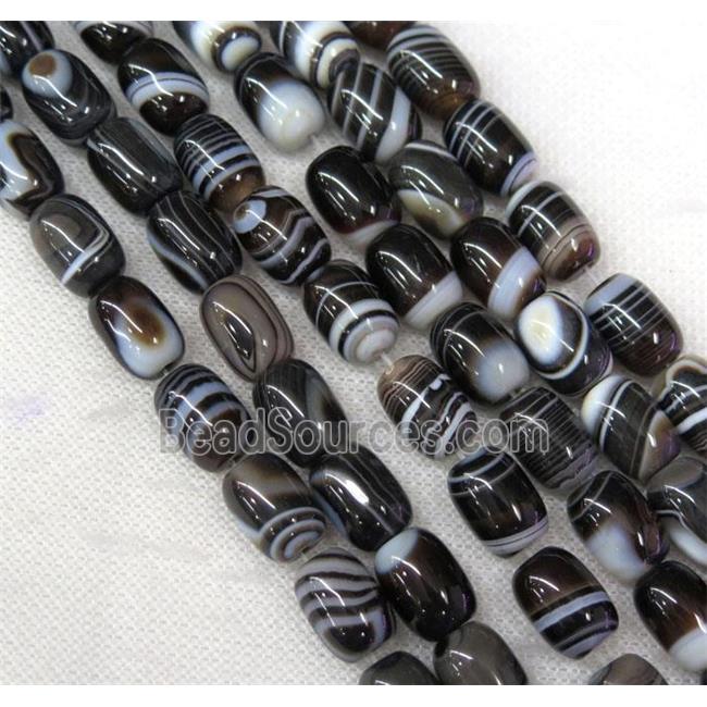 black stripe Agate barrel beads