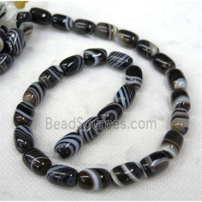 black stripe Agate barrel beads