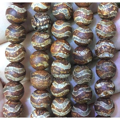 round tibetan agate beads, coffee