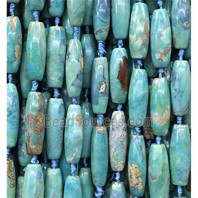 tibetan agate rice beads, green