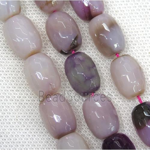 purple Agate beads, faceted barrel