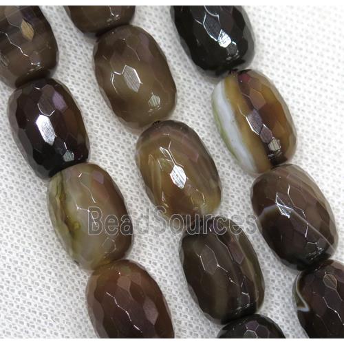 coffee Agate beads, faceted barrel