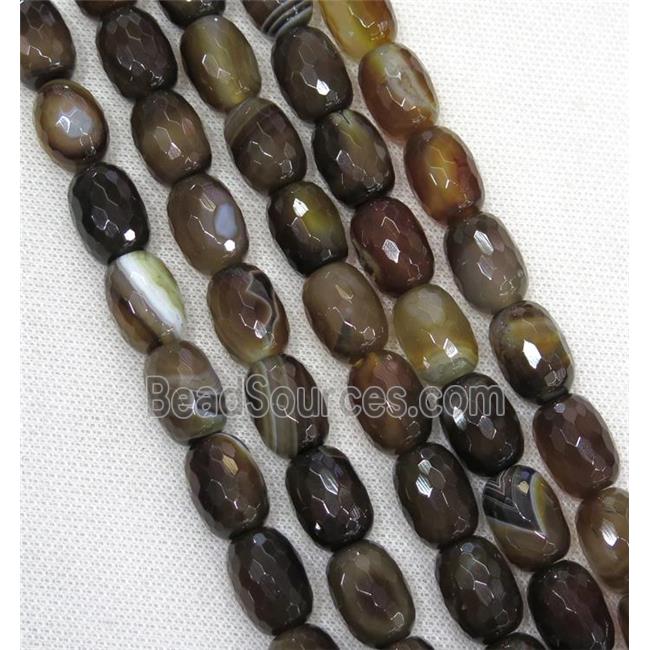 coffee Agate beads, faceted barrel