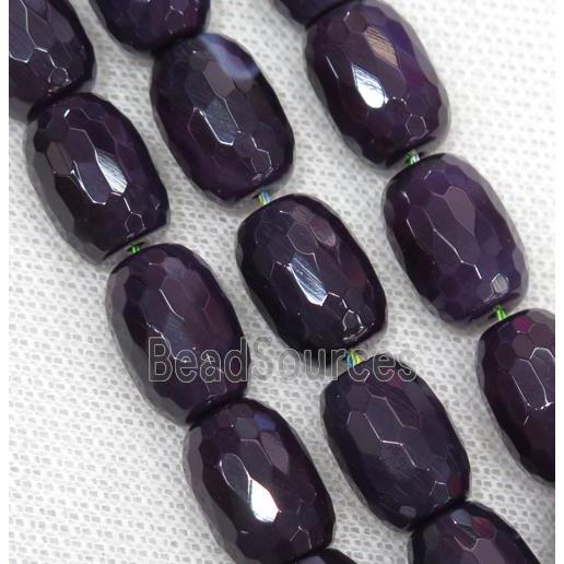 deep purple Agate beads, faceted barrel