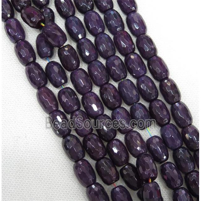 deep purple Agate beads, faceted barrel