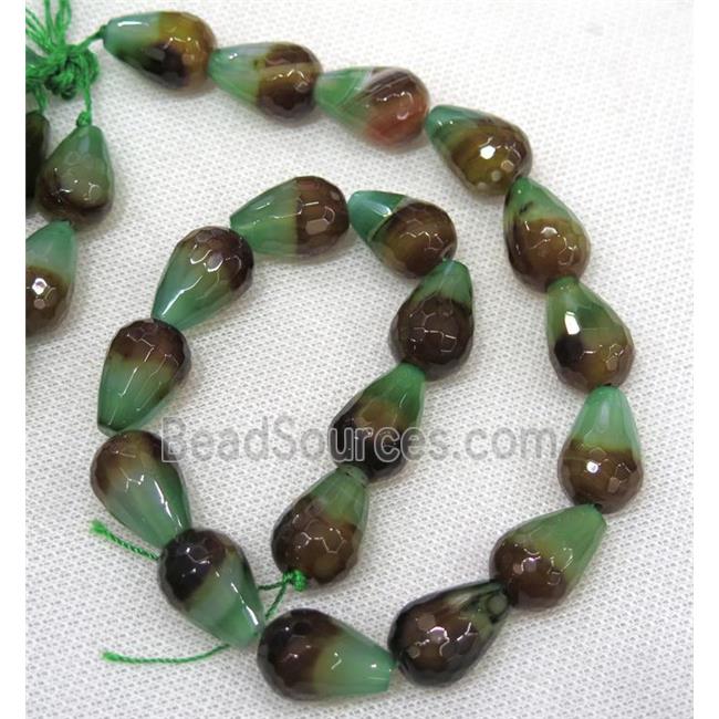 multicolor Agate beads, faceted teardrop