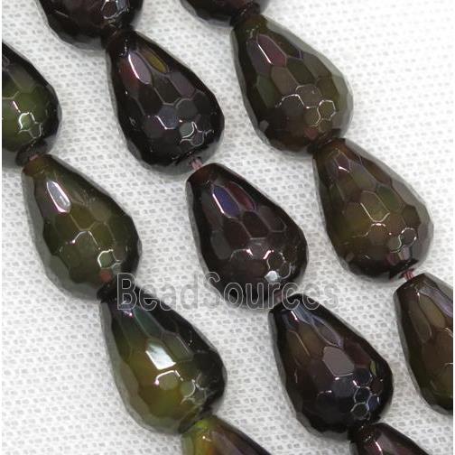 Agate beads, faceted teardrop