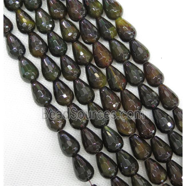 Agate beads, faceted teardrop