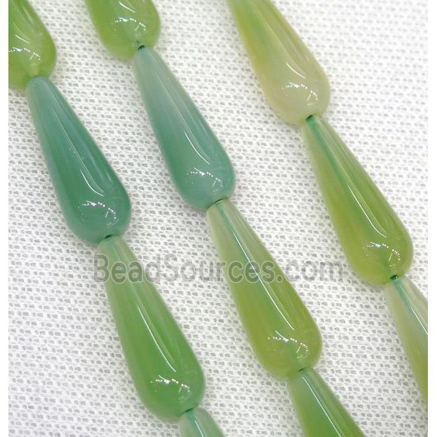 spring green Agate teardrop beads